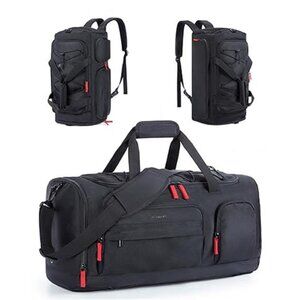 Gym Bag Backpack Duffel 35L Shoe Laptop Carry On Travel Black
